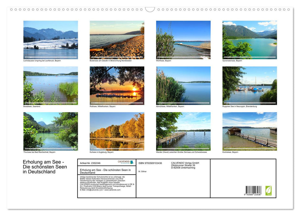 Erholung am See - Die schönsten Seen in Deutschland (CALVENDO Wandkalender 2027)