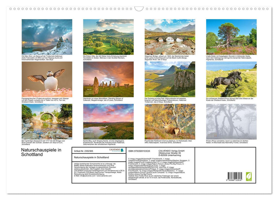 Naturschauspiele in Schottland (CALVENDO Wandkalender 2027)