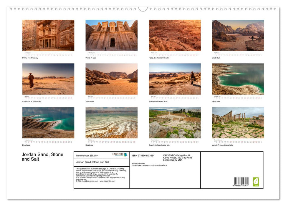 Jordan Sand, Stone and Salt (CALVENDO Monthly Calendar 2027)