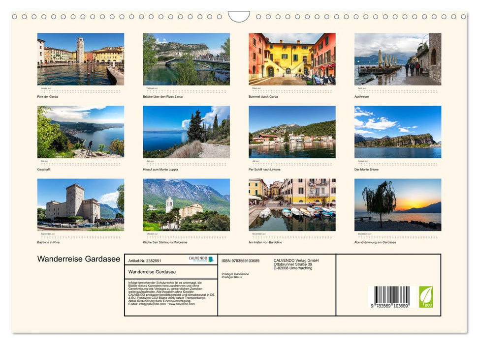 Wanderreise Gardasee (CALVENDO Wandkalender 2027)