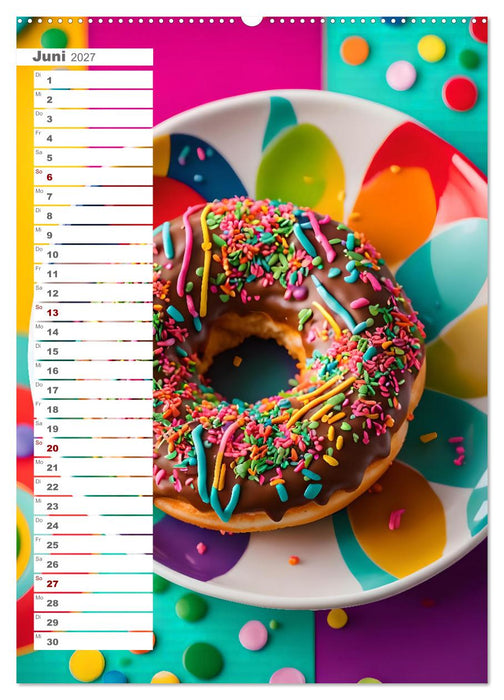 Donuts and Birthdays, süßer Geburtstagskalender mit bunte KI Donuts (CALVENDO Premium Wandkalender 2027)