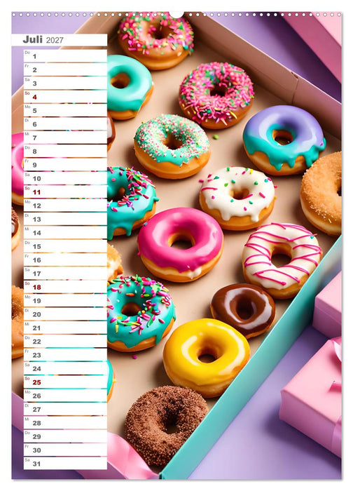 Donuts and Birthdays, süßer Geburtstagskalender mit bunte KI Donuts (CALVENDO Premium Wandkalender 2027)