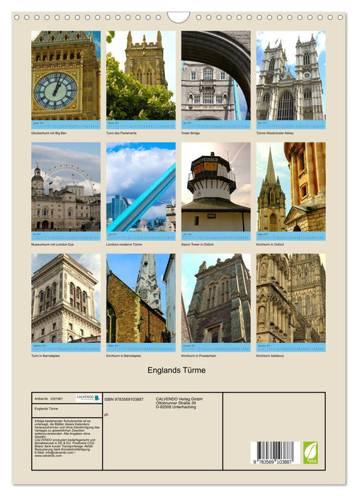 Englands Türme (CALVENDO Wandkalender 2027)
