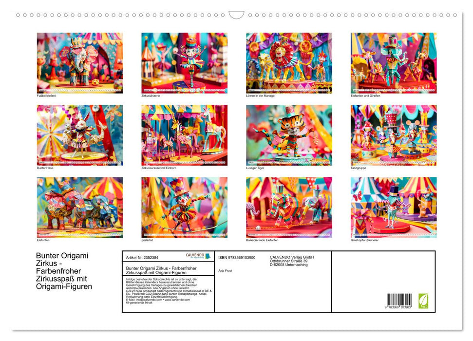 Bunter Origami Zirkus - Farbenfroher Zirkusspaß mit Origami-Figuren (CALVENDO Wandkalender 2027)