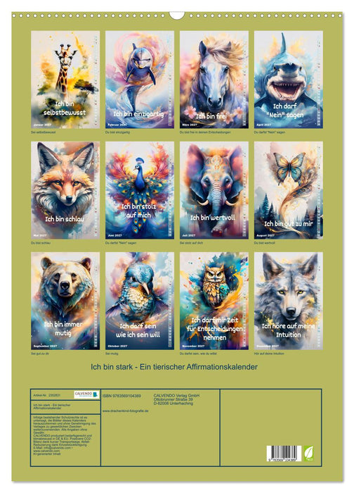 Ich bin stark - Ein tierischer Affirmationskalender (CALVENDO Wandkalender 2027)