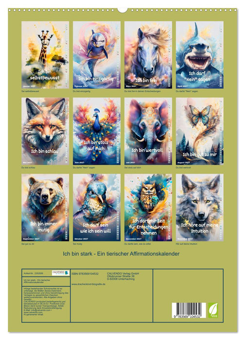 Ich bin stark - Ein tierischer Affirmationskalender (CALVENDO Premium Wandkalender 2027)