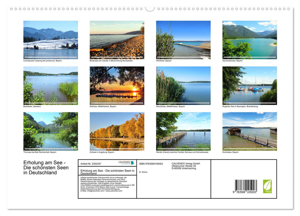 Erholung am See - Die schönsten Seen in Deutschland (CALVENDO Premium Wandkalender 2027)