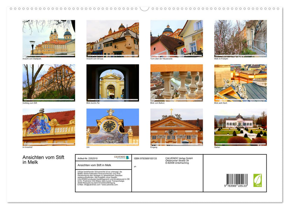 Ansichten vom Stift in Melk (CALVENDO Premium Wandkalender 2027)