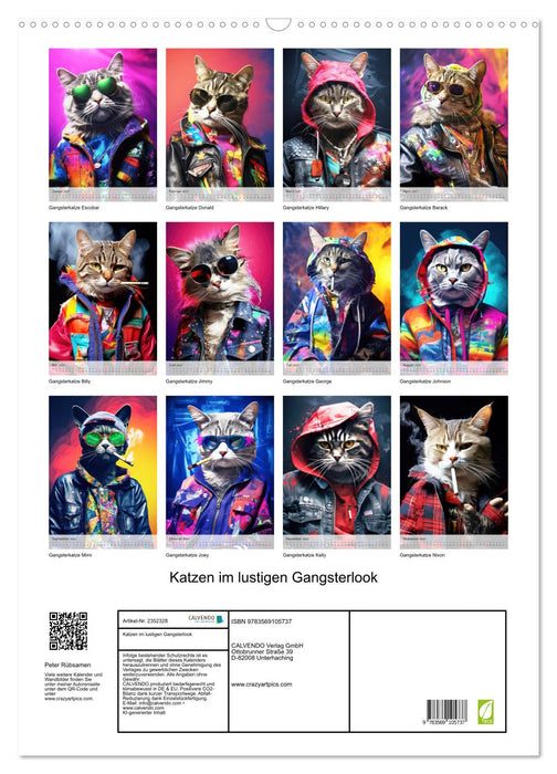 Katzen im lustigen Gangsterlook (CALVENDO Wandkalender 2027)