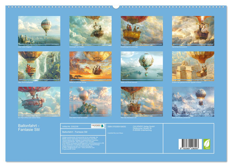 Ballonfahrt - Fantasie Stil (CALVENDO Premium Wandkalender 2027)