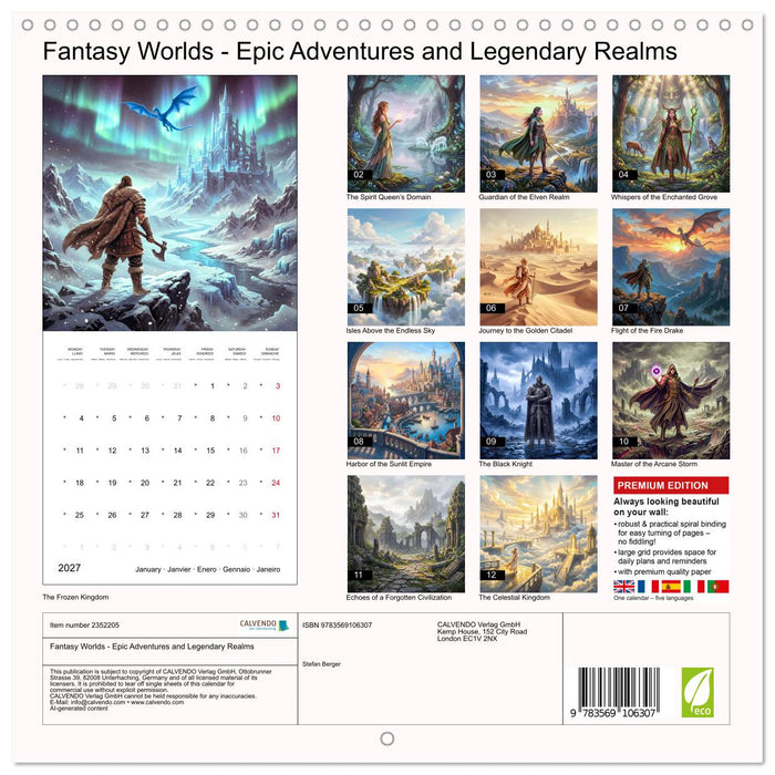 Fantasy Worlds - Epic Adventures and Legendary Realms (CALVENDO Monthly Calendar 2027)