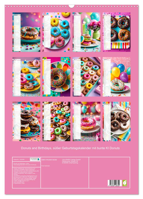 Donuts and Birthdays, süßer Geburtstagskalender mit bunte KI Donuts (CALVENDO Wandkalender 2027)