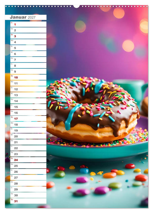 Donuts and Birthdays, süßer Geburtstagskalender mit bunte KI Donuts (CALVENDO Wandkalender 2027)