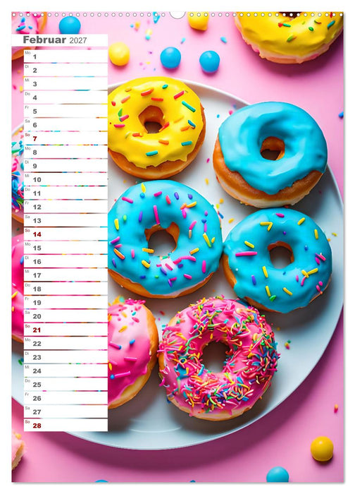 Donuts and Birthdays, süßer Geburtstagskalender mit bunte KI Donuts (CALVENDO Wandkalender 2027)