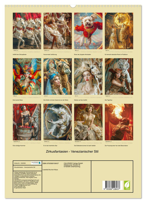 Zirkusfantasien - Venezianischer Stil (CALVENDO Premium Wandkalender 2027)