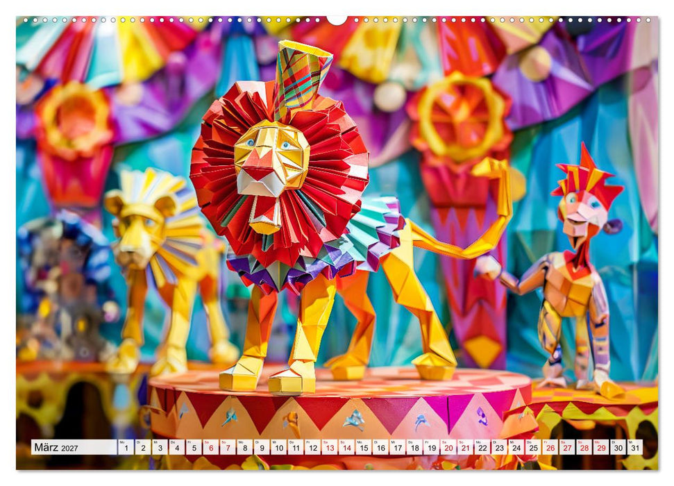 Bunter Origami Zirkus - Farbenfroher Zirkusspaß mit Origami-Figuren (CALVENDO Premium Wandkalender 2027)