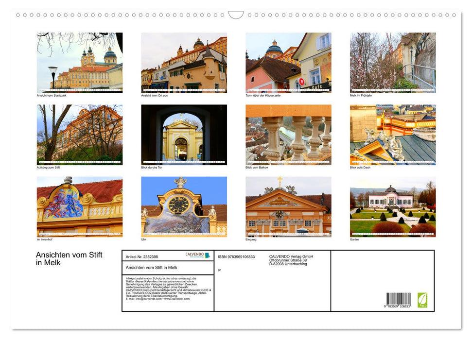 Ansichten vom Stift in Melk (CALVENDO Wandkalender 2027)