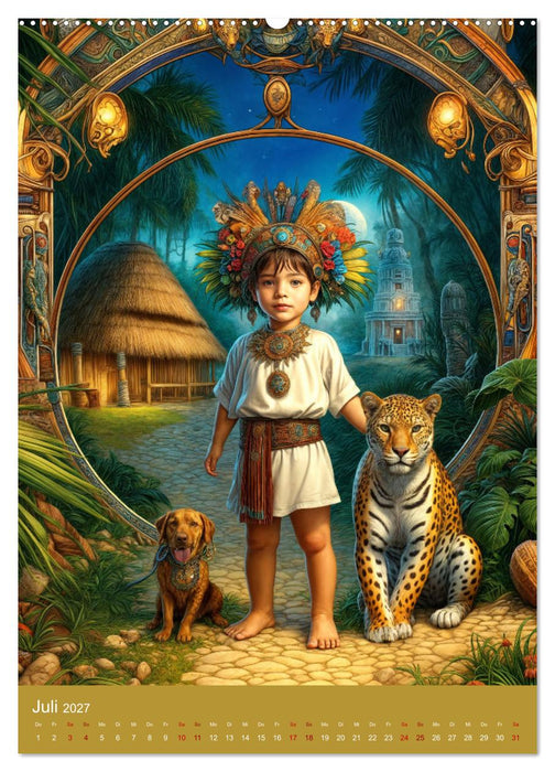 Regenwaldkinder - Ein vom Leben der Mayas inspierter Kinderkalender (CALVENDO Premium Wandkalender 2027)