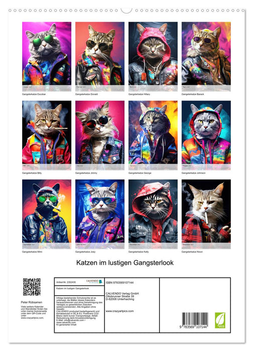 Katzen im lustigen Gangsterlook (CALVENDO Premium Wandkalender 2027)
