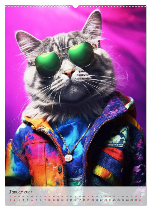 Katzen im lustigen Gangsterlook (CALVENDO Premium Wandkalender 2027)