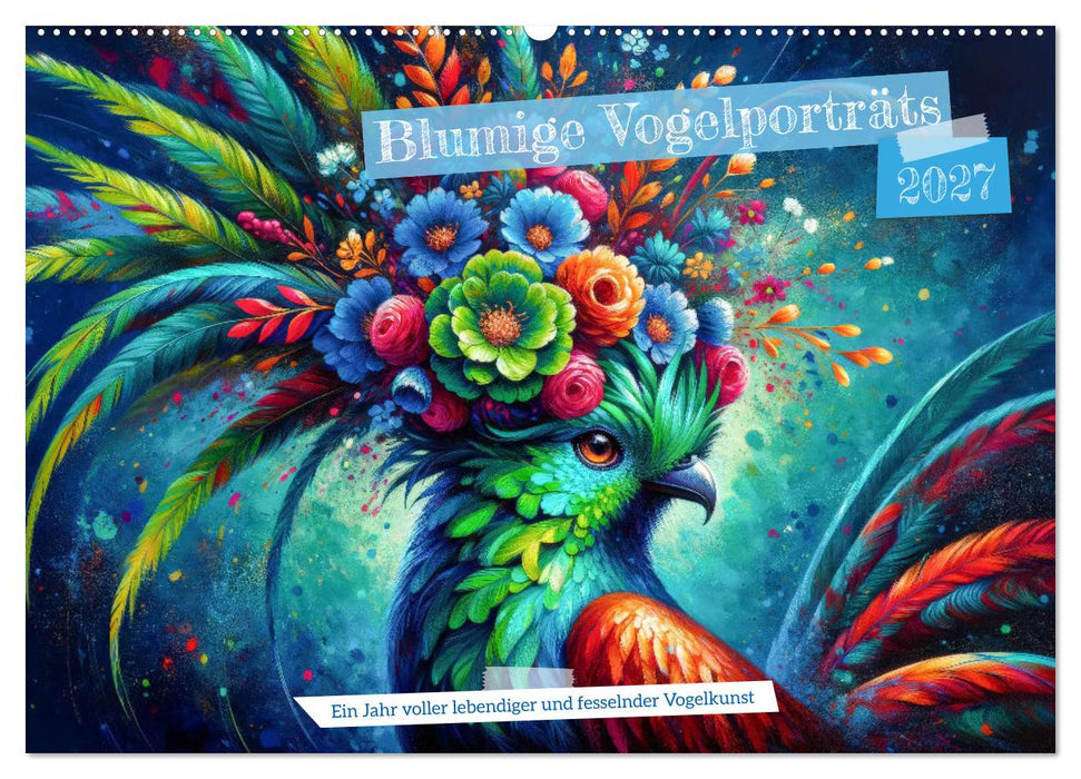 Blumige Vogelporträts (CALVENDO Wandkalender 2027)