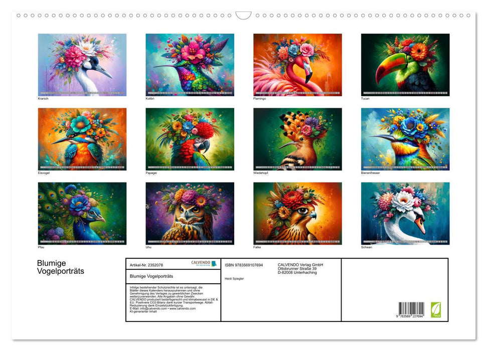 Blumige Vogelporträts (CALVENDO Wandkalender 2027)