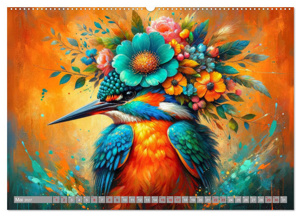 Blumige Vogelporträts (CALVENDO Wandkalender 2027)