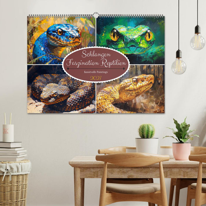 Schlangen. Faszination Reptilien. Kunstvolle Paintings (CALVENDO Wandkalender 2027)