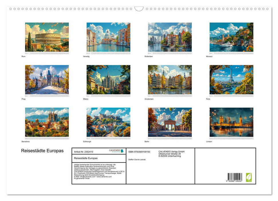 Reisestädte Europas (CALVENDO Wandkalender 2027)