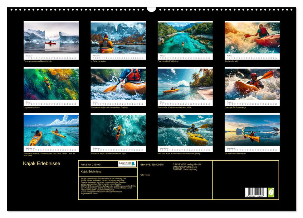 Kajak Erlebnisse (CALVENDO Wandkalender 2027)