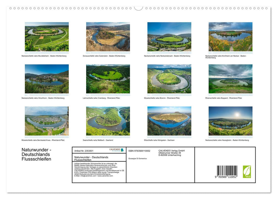 Naturwunder - Deutschlands Flussschleifen (CALVENDO Premium Wandkalender 2027)