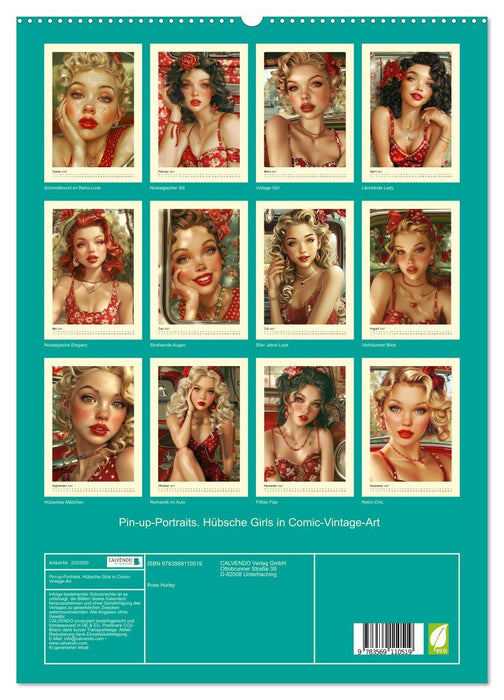 Pin-up-Portraits. Hübsche Girls in Comic-Vintage-Art (CALVENDO Premium Wandkalender 2027)