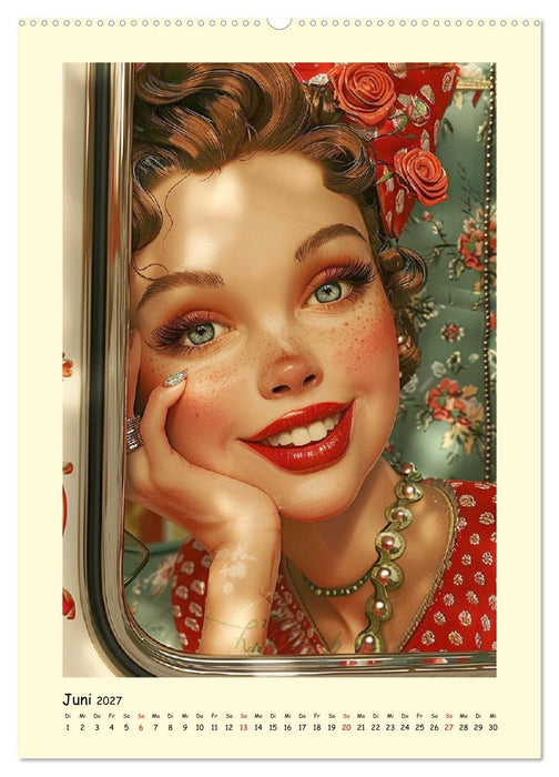 Pin-up-Portraits. Hübsche Girls in Comic-Vintage-Art (CALVENDO Premium Wandkalender 2027)