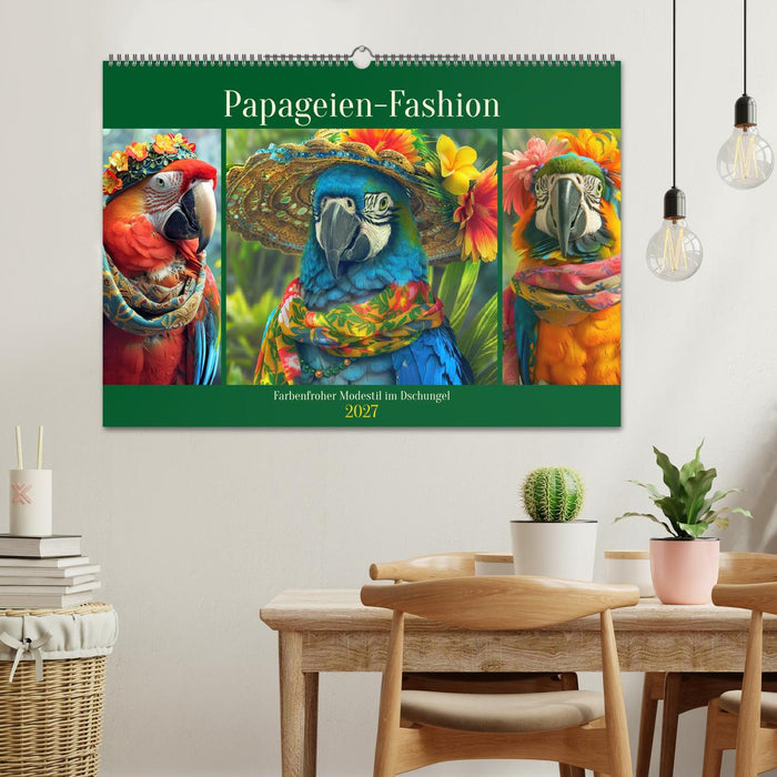 Papageien-Fashion. Farbenfroher Modestil im Dschungel (CALVENDO Wandkalender 2027)