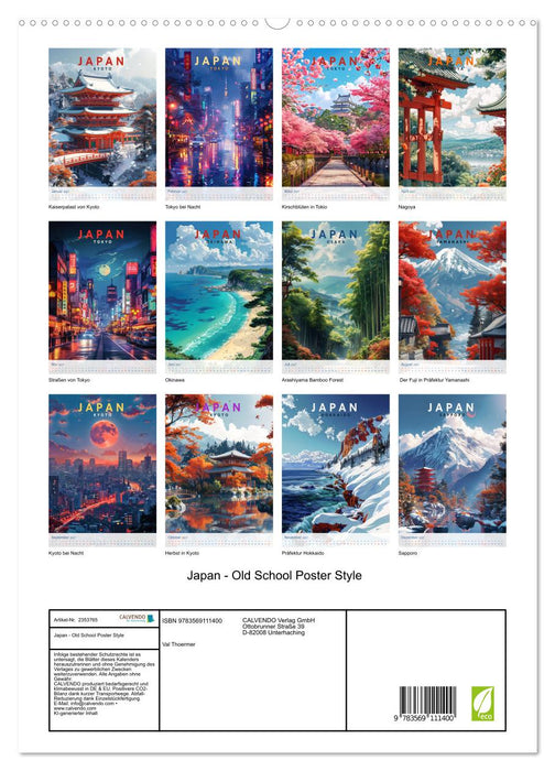 Japan - Old School Poster Style (CALVENDO Premium Wandkalender 2027)