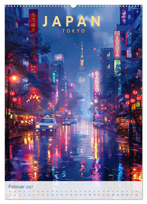 Japan - Old School Poster Style (CALVENDO Premium Wandkalender 2027)