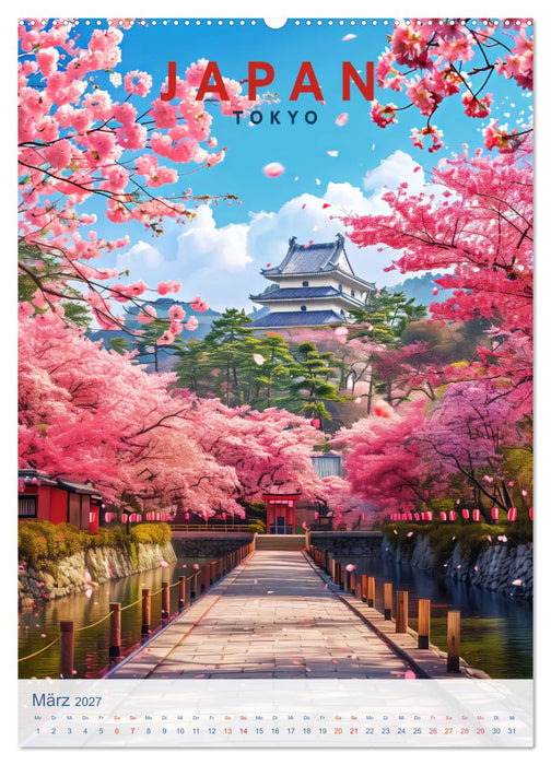 Japan - Old School Poster Style (CALVENDO Premium Wandkalender 2027)