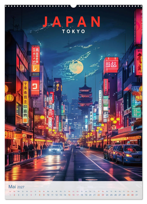 Japan - Old School Poster Style (CALVENDO Premium Wandkalender 2027)