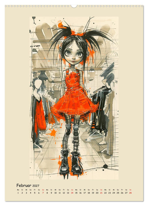 Gothic Punk Girls im künstlerischen Manga-Stil (CALVENDO Premium Wandkalender 2027)