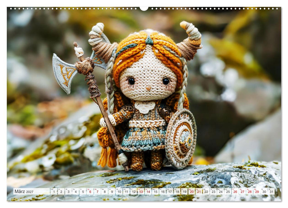 Zauberhafte Wikinger - Nordische Mythologie aus Häkel- und Strickwolle (CALVENDO Premium Wandkalender 2027)