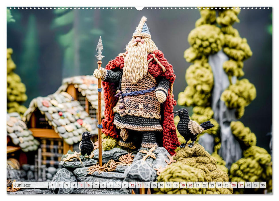 Zauberhafte Wikinger - Nordische Mythologie aus Häkel- und Strickwolle (CALVENDO Premium Wandkalender 2027)