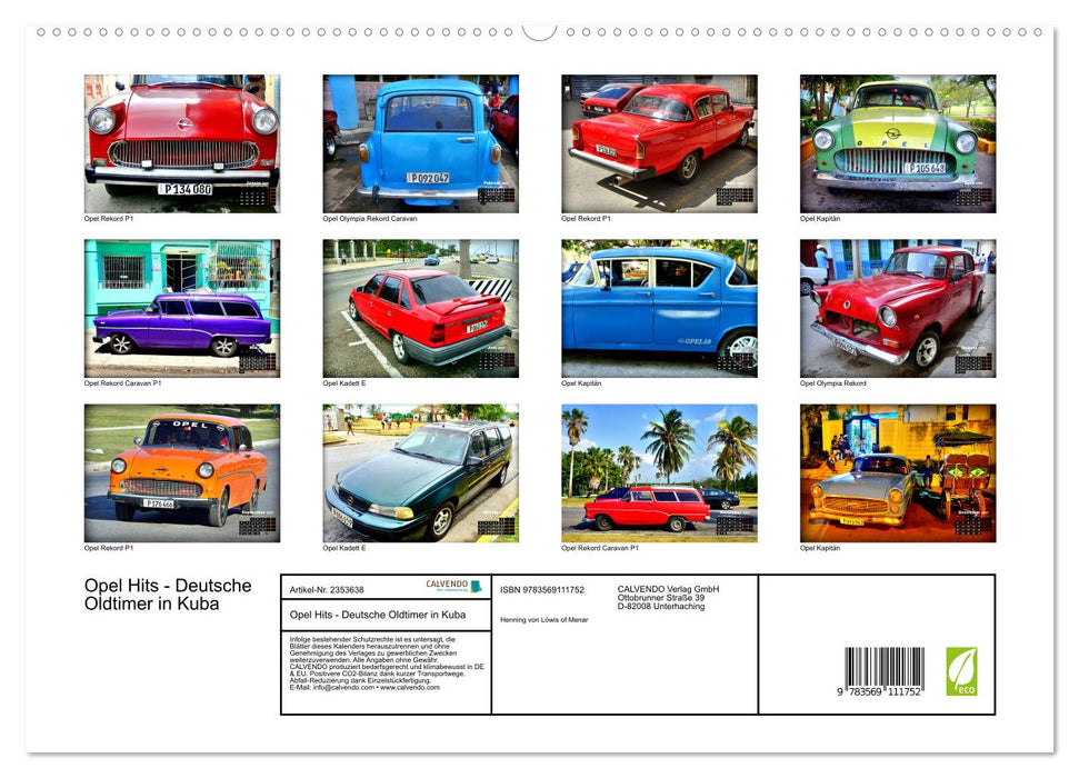 Opel Hits - Deutsche Oldtimer in Kuba (CALVENDO Premium Wandkalender 2027)