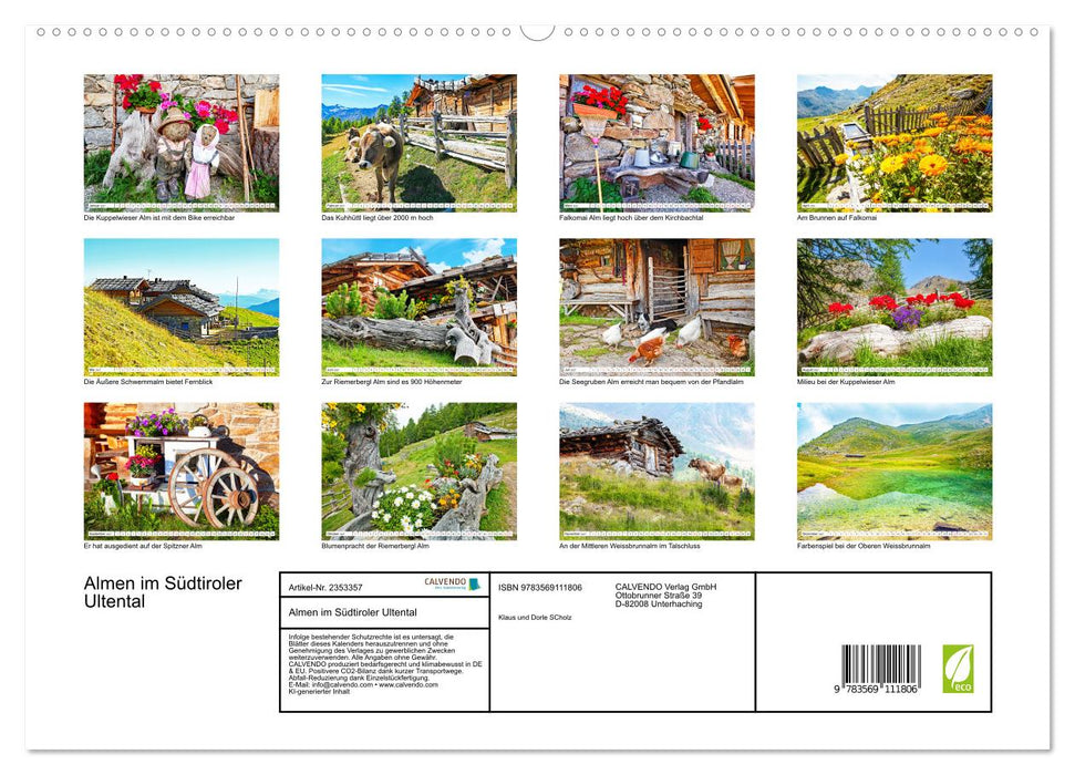 Almen im Südtiroler Ultental (CALVENDO Premium Wandkalender 2027)