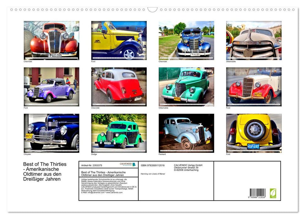 Best of The Thirties - Amerikanische Oldtimer aus den Dreißiger Jahren (CALVENDO Wandkalender 2027)
