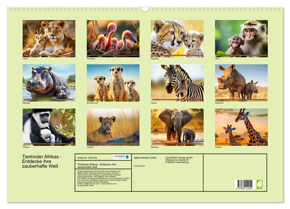 Tierkinder Afrikas - Entdecke ihre zauberhafte Welt (CALVENDO Wandkalender 2027)
