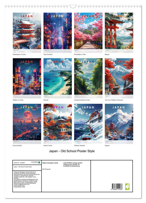 Japan - Old School Poster Style (CALVENDO Wandkalender 2027)