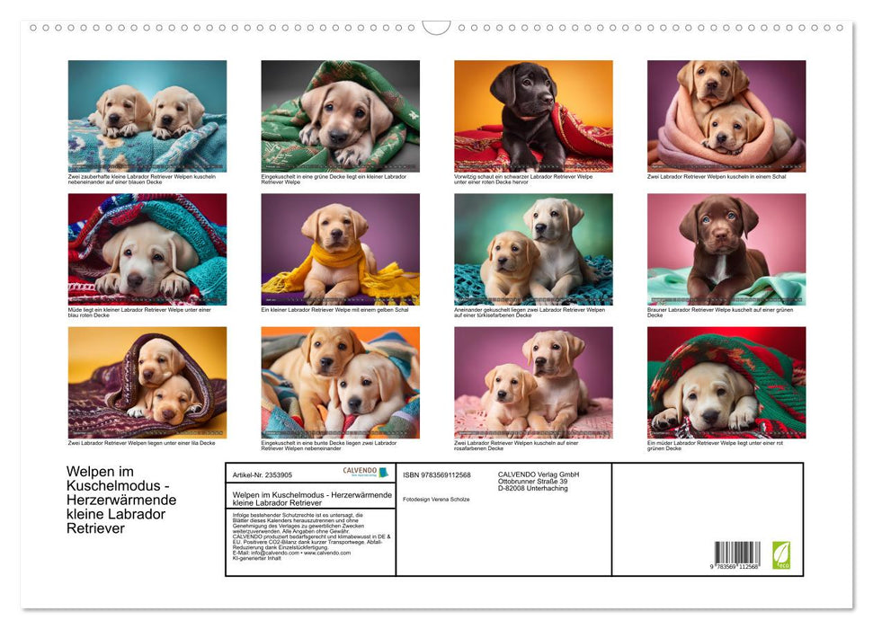 Welpen im Kuschelmodus - Herzerwärmende kleine Labrador Retriever (CALVENDO Wandkalender 2027)