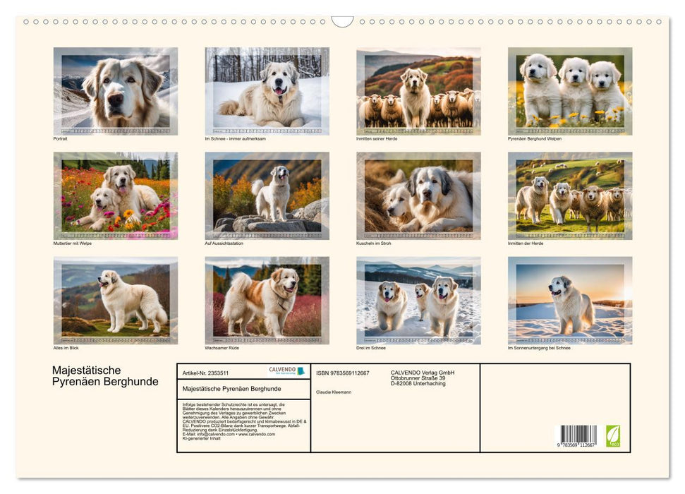Majestätische Pyrenäen Berghunde (CALVENDO Wandkalender 2027)