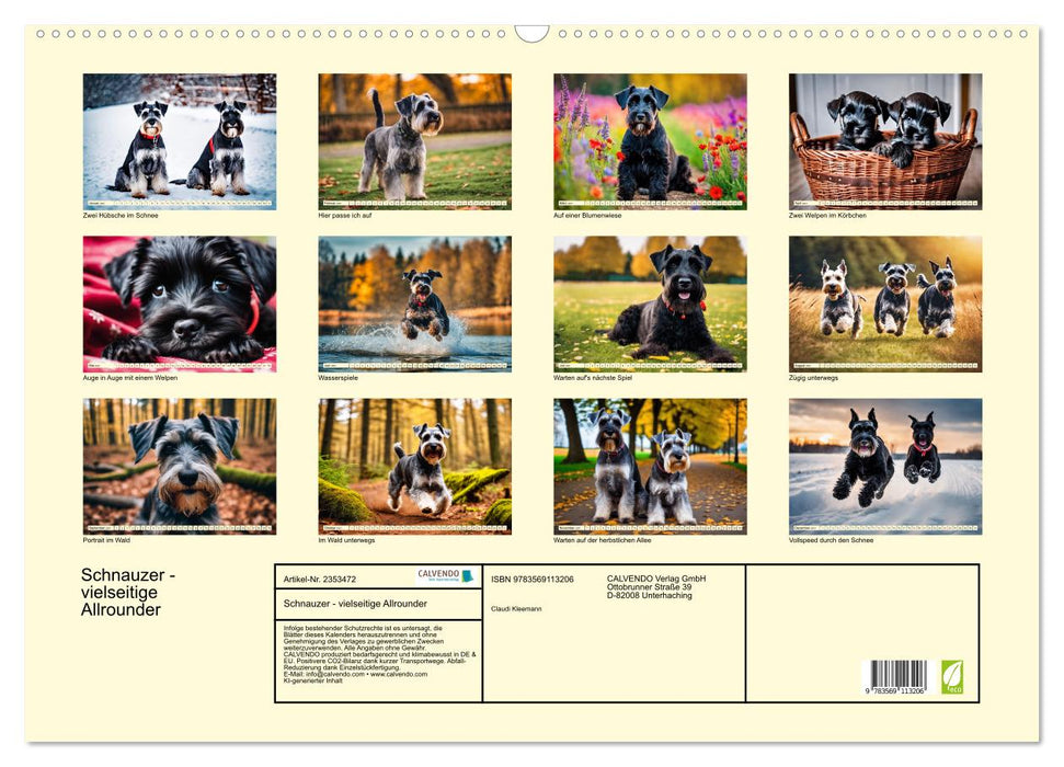 Schnauzer - vielseitige Allrounder (CALVENDO Wandkalender 2027)