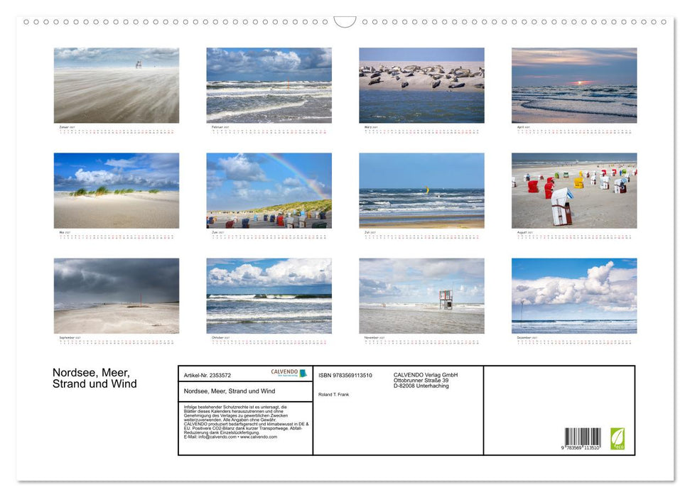 Nordsee, Meer, Strand und Wind (CALVENDO Wandkalender 2027)